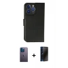 MARSİLYAN™- iPhone 13 Pro Max Kılıf Siluet Işık Serisi - Siyah 3D Antistatik Hayalet Cam Ekran Koruyucu + Neon Fosforlu Kamera Lens - MI