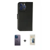 MARSİLYAN™- iPhone 13 Pro Max Kılıf Siluet Işık Serisi - Siyah 6D Mat Seramik Hayalet Nano Ekran Koruyucu + Mavi Neon Fosforlu Kamera Lens