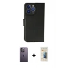MARSİLYAN™- iPhone 13 Pro Max Kılıf Siluet Işık Serisi - Siyah 6D Mat Seramik Hayalet Nano Ekran Koruyucu + Neon Fosforlu Kamera Lens - BZ