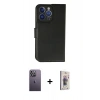 MARSİLYAN™- iPhone 13 Pro Max Kılıf Siluet Işık Serisi - Siyah Bilvis 3D Cam Ekran Koruyucu + Neon Fosforlu Kamera Lens - BZ