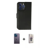 MARSİLYAN™- iPhone 13 Pro Max Kılıf Siluet Işık Serisi - Siyah Bilvis 3D Cam Ekran Koruyucu + Neon Fosforlu Kamera Lens - MI