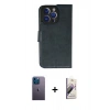 MARSİLYAN™- iPhone 13 Pro Max Kılıf Siluet Işık Serisi - Siyah Bilvis 3D Mat Cam Ekran Koruyucu + Mavi Neon Fosforlu Kamera Lens