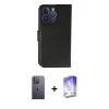 MARSİLYAN™- iPhone 13 Pro Max Kılıf Siluet Işık Serisi - Siyah Bilvis 5in1 3D Magic Cam Ekran Koruyucu + Beyaz Neon Fosforlu Kamera Lens