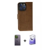 MARSİLYAN™- iPhone 13 Pro Max Kılıf Siluet Işık Serisi - Siyah Bilvis 5in1 5D Magic Hayalet Cam Ekran Koruyucu + Yeşil Neon Fosforlu Kamera Lens