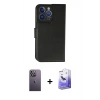 MARSİLYAN™- iPhone 13 Pro Max Kılıf Siluet Işık Serisi - Siyah Bilvis 5in1 5D Magic Hayalet Cam Ekran Koruyucu + Neon Fosforlu Kamera Lens - BZ