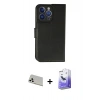 MARSİLYAN™- iPhone 13 Pro Max Kılıf Siluet Işık Serisi - Siyah Bilvis 5in1 5D Magic Hayalet Cam Ekran Koruyucu + Beyaz Rainbow Kamera Lens Koruma Cam