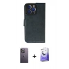 MARSİLYAN™- iPhone 13 Pro Max Kılıf Siluet Işık Serisi - Siyah Bilvis 5in1 5D Magic Hayalet Cam Ekran Koruyucu + Neon Fosforlu Kamera Lens - BZ