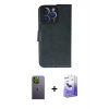 MARSİLYAN™- iPhone 13 Pro Max Kılıf Siluet Işık Serisi - Siyah Bilvis 5in1 5D Magic Hayalet Cam Ekran Koruyucu + Yeşil Neon Fosforlu Kamera Lens