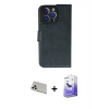 MARSİLYAN™- iPhone 13 Pro Max Kılıf Siluet Işık Serisi - Siyah Bilvis 5in1 5D Magic Hayalet Cam Ekran Koruyucu + Beyaz Rainbow Kamera Lens Koruma Cam