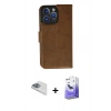 MARSİLYAN™- iPhone 13 Pro Max Kılıf Siluet Işık Serisi - Siyah Bilvis 5in1 5D Magic Hayalet Cam Ekran Koruyucu + Pers Alüminyum Kamera Lens - SABE