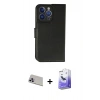 MARSİLYAN™- iPhone 13 Pro Max Kılıf Siluet Işık Serisi - Siyah Bilvis 5in1 5D Magic Hayalet Cam Ekran Koruyucu + Rainbow Kamera Lens Koruma Cam - MR