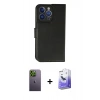 MARSİLYAN™- iPhone 13 Pro Max Kılıf Siluet Işık Serisi - Siyah Bilvis 5in1 5D Magic Hayalet Cam Ekran Koruyucu + Yeşil Neon Fosforlu Kamera Lens