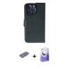 MARSİLYAN™- iPhone 13 Pro Max Kılıf Siluet Işık Serisi - Siyah Bilvis 5in1 5D Magic Hayalet Cam Ekran Koruyucu + Mavi Renkli Kamera Lens Koruma Cam