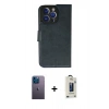 MARSİLYAN™- iPhone 13 Pro Max Kılıf Siluet Işık Serisi - Siyah Bilvis Hayalet Cam Ekran Koruyucu + Mavi Neon Fosforlu Kamera Lens