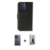 MARSİLYAN™- iPhone 13 Pro Max Kılıf Siluet Işık Serisi - Siyah Bilvis Hayalet Cam Ekran Koruyucu + Neon Fosforlu Kamera Lens - MI