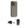 MARSİLYAN™- iPhone 13 Pro Max Kılıf Siluet Minimal Özel Seri - Şeffaf 360 Full Body Arka Koruyucu + Gold Raze Metal Kamera Lens