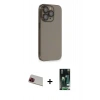MARSİLYAN™- iPhone 13 Pro Max Kılıf Siluet Minimal Özel Seri - Şeffaf 360 Full Body Arka Koruyucu + Rainbow Kamera Lens Koruma Cam - KI