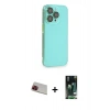 MARSİLYAN™- iPhone 13 Pro Max Kılıf Siluet Minimal Özel Seri - Şeffaf 360 Full Body Arka Koruyucu + Rainbow Kamera Lens Koruma Cam - KI