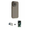 MARSİLYAN™- iPhone 13 Pro Max Kılıf Siluet Minimal Özel Seri - Şeffaf 360 Full Body Arka Koruyucu + Rainbow Kamera Lens Koruma Cam - MI