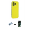 MARSİLYAN™- iPhone 13 Pro Max Kılıf Siluet Minimal Özel Seri - Şeffaf 360 Full Body Arka Koruyucu + Mavi Shine Kamera Lens Koruma Cam