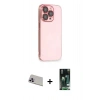 MARSİLYAN™- iPhone 13 Pro Max Kılıf Siluet Minimal Özel Seri - Şeffaf 360 Full Body Arka Koruyucu + Mor Rainbow Kamera Lens Koruma Cam