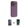 MARSİLYAN™- iPhone 13 Pro Max Kılıf Siluet Minimal Özel Seri - Şeffaf 360 Full Body Arka Koruyucu + Neon Fosforlu Kamera Lens - MI