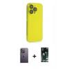 MARSİLYAN™- iPhone 13 Pro Max Kılıf Siluet Minimal Özel Seri - Şeffaf 360 Full Body Arka Koruyucu + Neon Fosforlu Kamera Lens - BZ