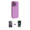 MARSİLYAN™- iPhone 13 Pro Max Kılıf Siluet Minimal Özel Seri - Şeffaf 360 Full Body Arka Koruyucu + Neon Fosforlu Kamera Lens - BZ