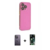 MARSİLYAN™- iPhone 13 Pro Max Kılıf Siluet Minimal Özel Seri - Şeffaf 360 Full Body Arka Koruyucu + Neon Fosforlu Kamera Lens - BZ