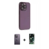MARSİLYAN™- iPhone 13 Pro Max Kılıf Siluet Minimal Özel Seri - Şeffaf 360 Full Body Arka Koruyucu + Neon Fosforlu Kamera Lens - BZ