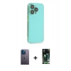 MARSİLYAN™- iPhone 13 Pro Max Kılıf Siluet Minimal Özel Seri - Şeffaf 360 Full Body Arka Koruyucu + Neon Fosforlu Kamera Lens - MI