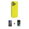 MARSİLYAN™- iPhone 13 Pro Max Kılıf Siluet Minimal Özel Seri - Şeffaf 360 Full Body Arka Koruyucu + Neon Fosforlu Kamera Lens - MI