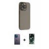 MARSİLYAN™- iPhone 13 Pro Max Kılıf Siluet Minimal Özel Seri - Şeffaf 360 Full Body Arka Koruyucu + Neon Fosforlu Kamera Lens - MI