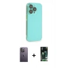 MARSİLYAN™- iPhone 13 Pro Max Kılıf Siluet Minimal Özel Seri - Şeffaf 360 Full Body Arka Koruyucu + Neon Fosforlu Kamera Lens - BZ