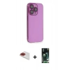 MARSİLYAN™- iPhone 13 Pro Max Kılıf Siluet Minimal Özel Seri - Şeffaf 360 Full Body Arka Koruyucu + Pers Alüminyum Kamera Lens - KI