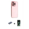 MARSİLYAN™- iPhone 13 Pro Max Kılıf Siluet Minimal Özel Seri - Şeffaf 360 Full Body Arka Koruyucu + Renkli Kamera Lens Koruma Cam - MI