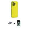 MARSİLYAN™- iPhone 13 Pro Max Kılıf Siluet Minimal Özel Seri - Şeffaf 360 Full Body Arka Koruyucu + Renkli Kamera Lens Koruma Cam - MI