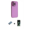 MARSİLYAN™- iPhone 13 Pro Max Kılıf Siluet Minimal Özel Seri - Şeffaf 360 Full Body Arka Koruyucu + Shine Kamera Lens Koruma Cam - GI