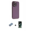 MARSİLYAN™- iPhone 13 Pro Max Kılıf Siluet Minimal Özel Seri - Şeffaf 360 Full Body Arka Koruyucu + Shine Kamera Lens Koruma Cam - PE