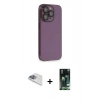 MARSİLYAN™- iPhone 13 Pro Max Kılıf Siluet Minimal Özel Seri - Şeffaf 360 Full Body Arka Koruyucu + Sierra Blue Pers Alüminyum Kamera Lens