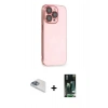 MARSİLYAN™- iPhone 13 Pro Max Kılıf Siluet Minimal Özel Seri - Şeffaf 360 Full Body Arka Koruyucu + Sierra Blue Pers Alüminyum Kamera Lens