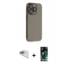 MARSİLYAN™- iPhone 13 Pro Max Kılıf Siluet Minimal Özel Seri - Şeffaf 360 Full Body Arka Koruyucu + Sierra Blue Pers Alüminyum Kamera Lens