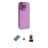 MARSİLYAN™- iPhone 13 Pro Max Kılıf Siluet Minimal Özel Seri - Şeffaf Maxco Cam Ekran Koruyucu + Açık Yeşil Metal Kamera Lens Koruma Cam
