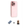 MARSİLYAN™- iPhone 13 Pro Max Kılıf Siluet Minimal Özel Seri - Şeffaf Maxco Cam Ekran Koruyucu + Açık Yeşil Metal Kamera Lens Koruma Cam