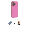 MARSİLYAN™- iPhone 13 Pro Max Kılıf Siluet Minimal Özel Seri - Şeffaf Maxco Cam Ekran Koruyucu + Açık Yeşil Metal Kamera Lens Koruma Cam
