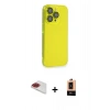 MARSİLYAN™- iPhone 13 Pro Max Kılıf Siluet Minimal Özel Seri - Şeffaf Maxco Cam Ekran Koruyucu + Pers Alüminyum Kamera Lens - KI