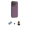 MARSİLYAN™- iPhone 13 Pro Max Kılıf Siluet Minimal Özel Seri - Şeffaf Maxco Cam Ekran Koruyucu + Pembe Shine Kamera Lens Koruma Cam
