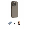 MARSİLYAN™- iPhone 13 Pro Max Kılıf Siluet Minimal Özel Seri - Şeffaf Maxco Cam Ekran Koruyucu + Pembe Shine Kamera Lens Koruma Cam