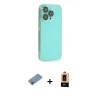 MARSİLYAN™- iPhone 13 Pro Max Kılıf Siluet Minimal Özel Seri - Şeffaf Maxco Cam Ekran Koruyucu + Pembe Shine Kamera Lens Koruma Cam