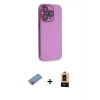 MARSİLYAN™- iPhone 13 Pro Max Kılıf Siluet Minimal Özel Seri - Şeffaf Maxco Cam Ekran Koruyucu + Pembe Shine Kamera Lens Koruma Cam